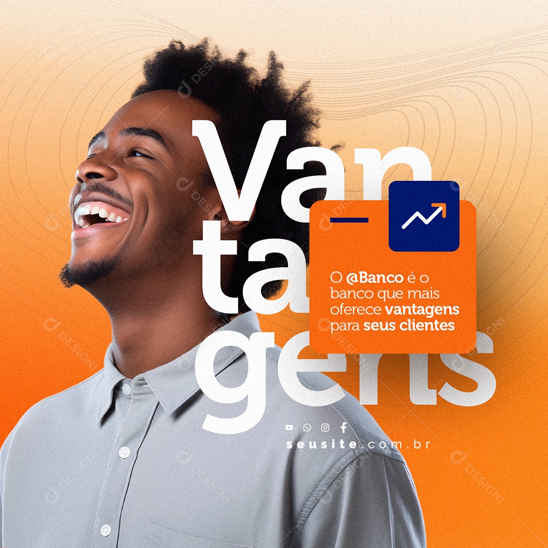 Vantagens O Banco que Mais Oferece Vantagens para seus Clientes Social Media PSD Editável