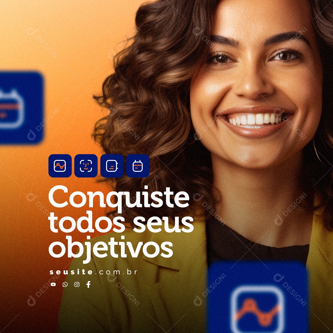 Banco Conquiste Todos seus Objetivos Social Media PSD Editável