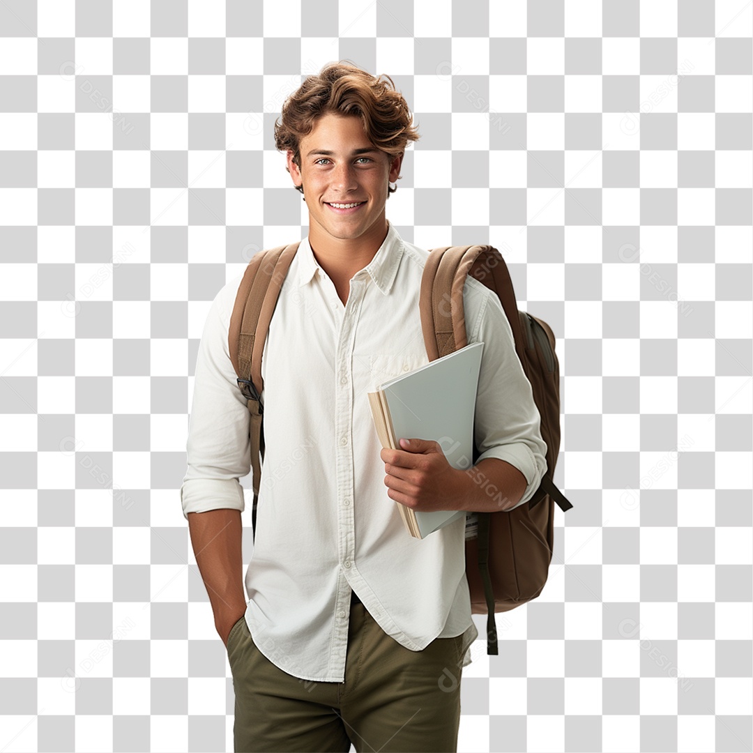 Jovem Estudante Volta as Aulas PNG Transparente