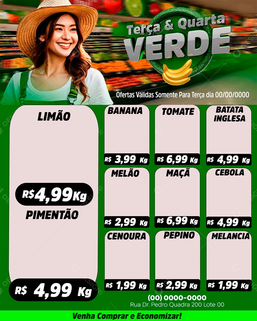 Encarte Terça Verde Social Media PSD Editável