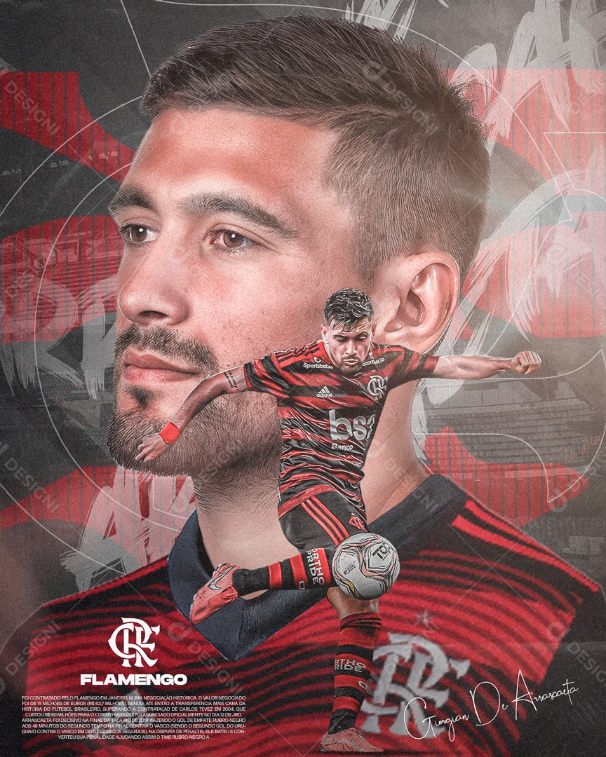 Social Media Flyer Giorgian De Arrascaeta Flamengo PSD Editável