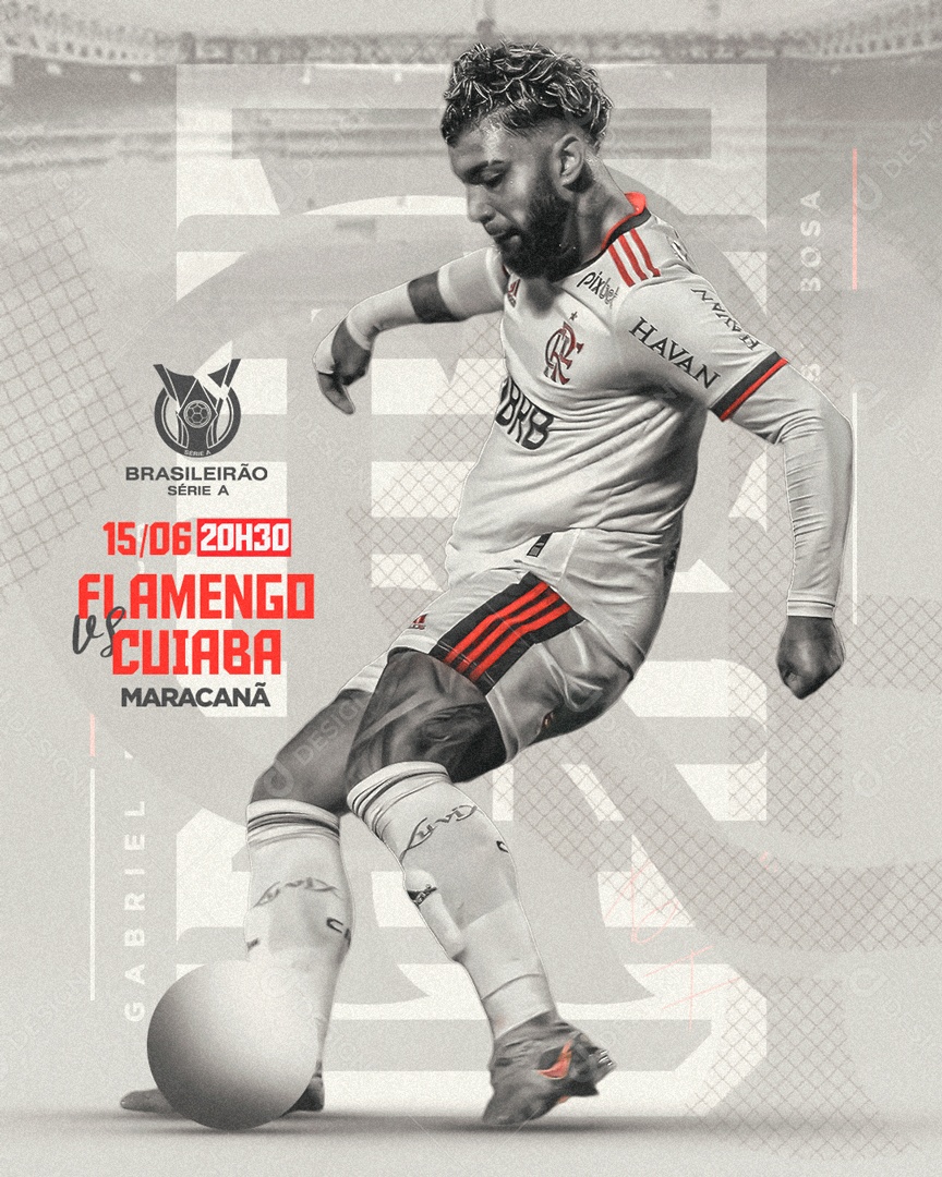 Social Media Flyer Flamengo Vs Cuiaba Gabigol PSD Editável