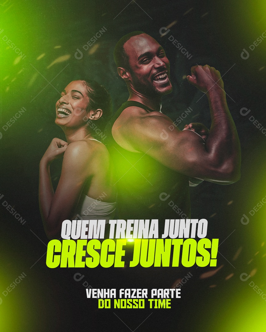 Social Media Quem Treina Junto Cresce Juntos Academia PSD Editável