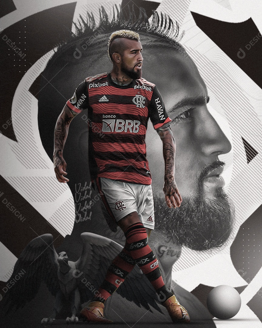 Social Media Flyer Jogador Vidal Flamengo PSD Editável