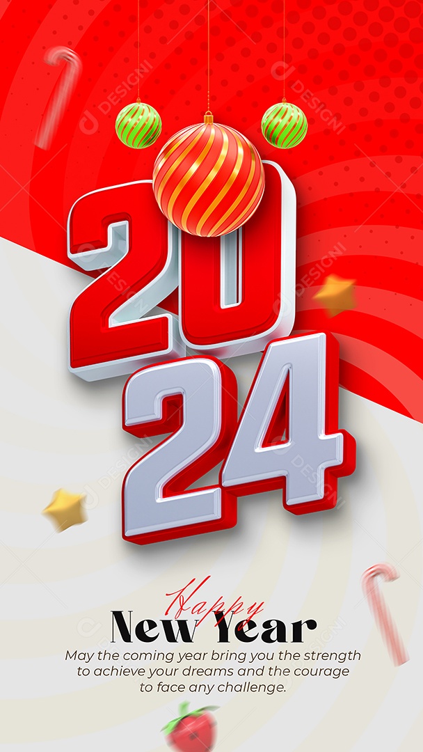 Story Feliz Ano Novo 2024 Social Media PSD Editável