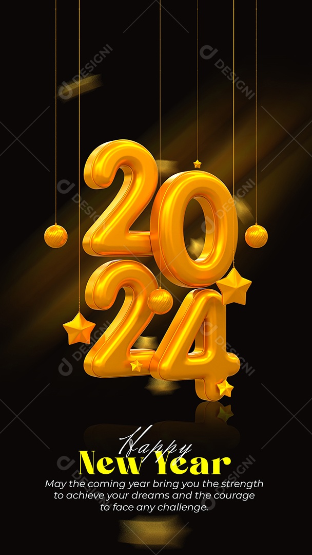 Social Media Story Feliz Ano Novo 2024 PSD Editável