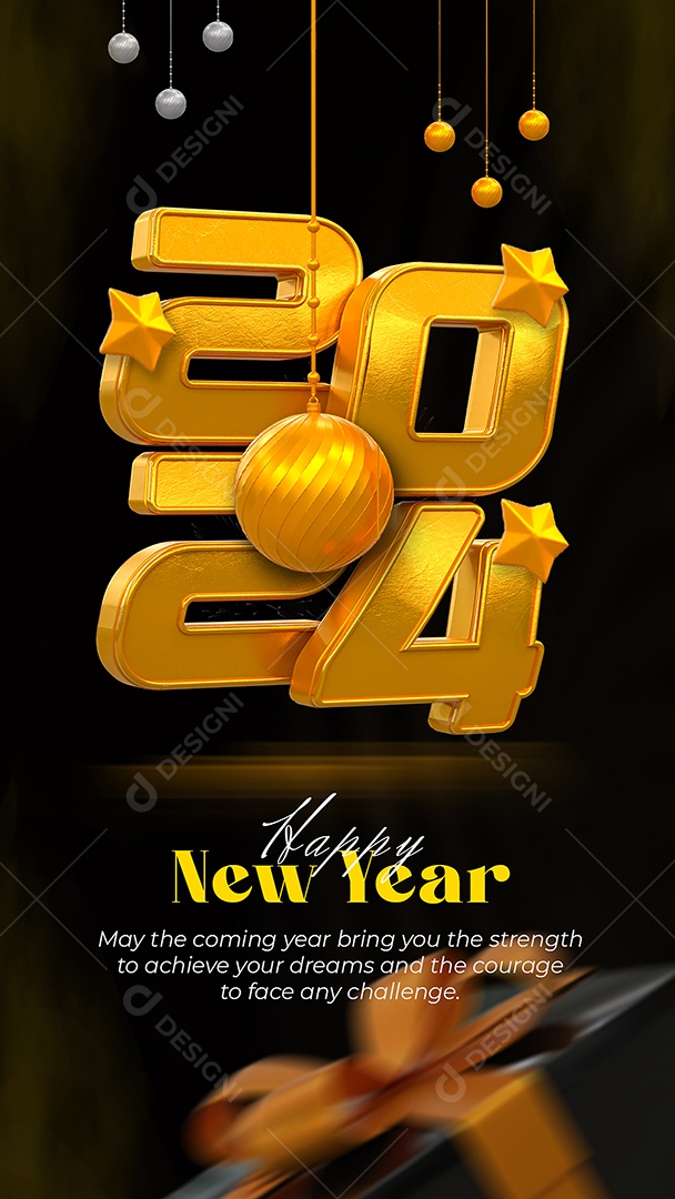 Story Feliz Ano Novo 2024 Social Media PSD Editável