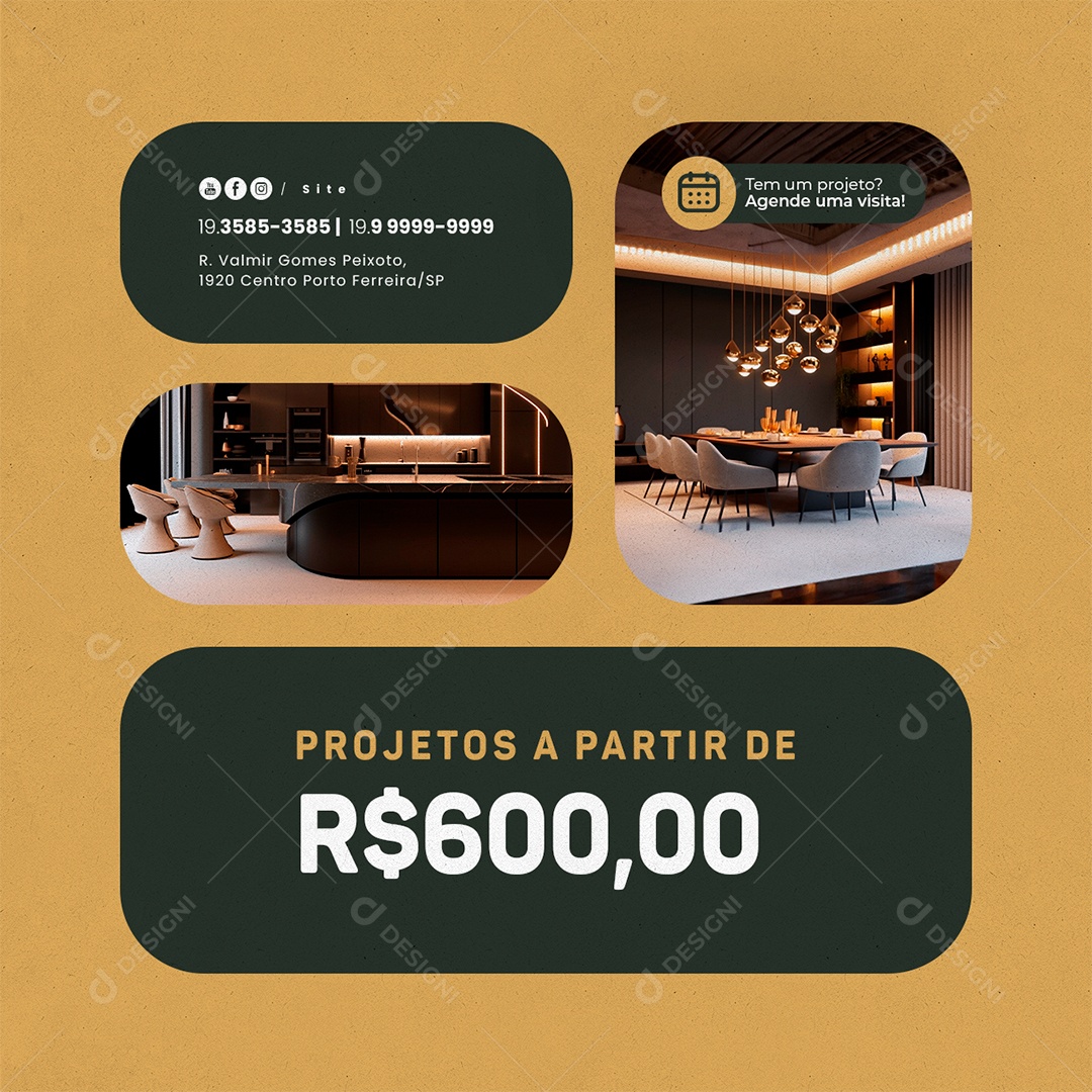 Arquiteto Tem um Projeto Agende uma Visita Social Media PSD Editável