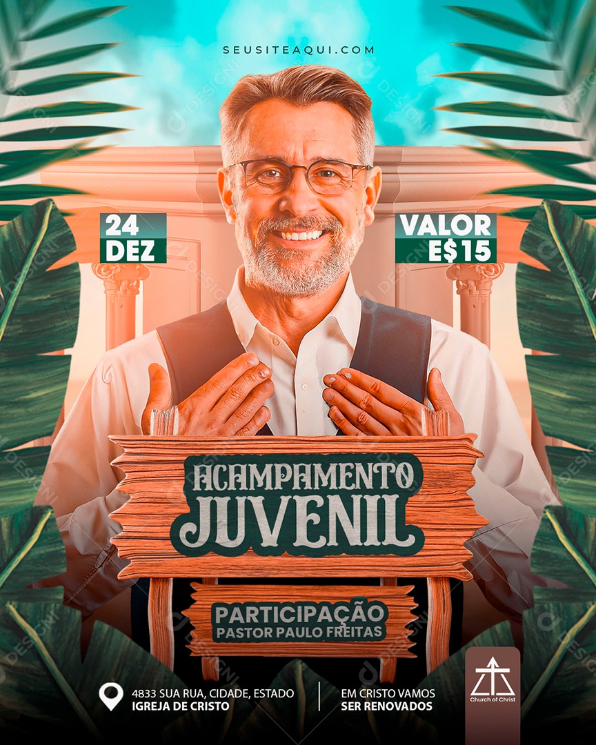 Flyer Para Eventos de Igrejas e Acampamento Cristão PSD Editável