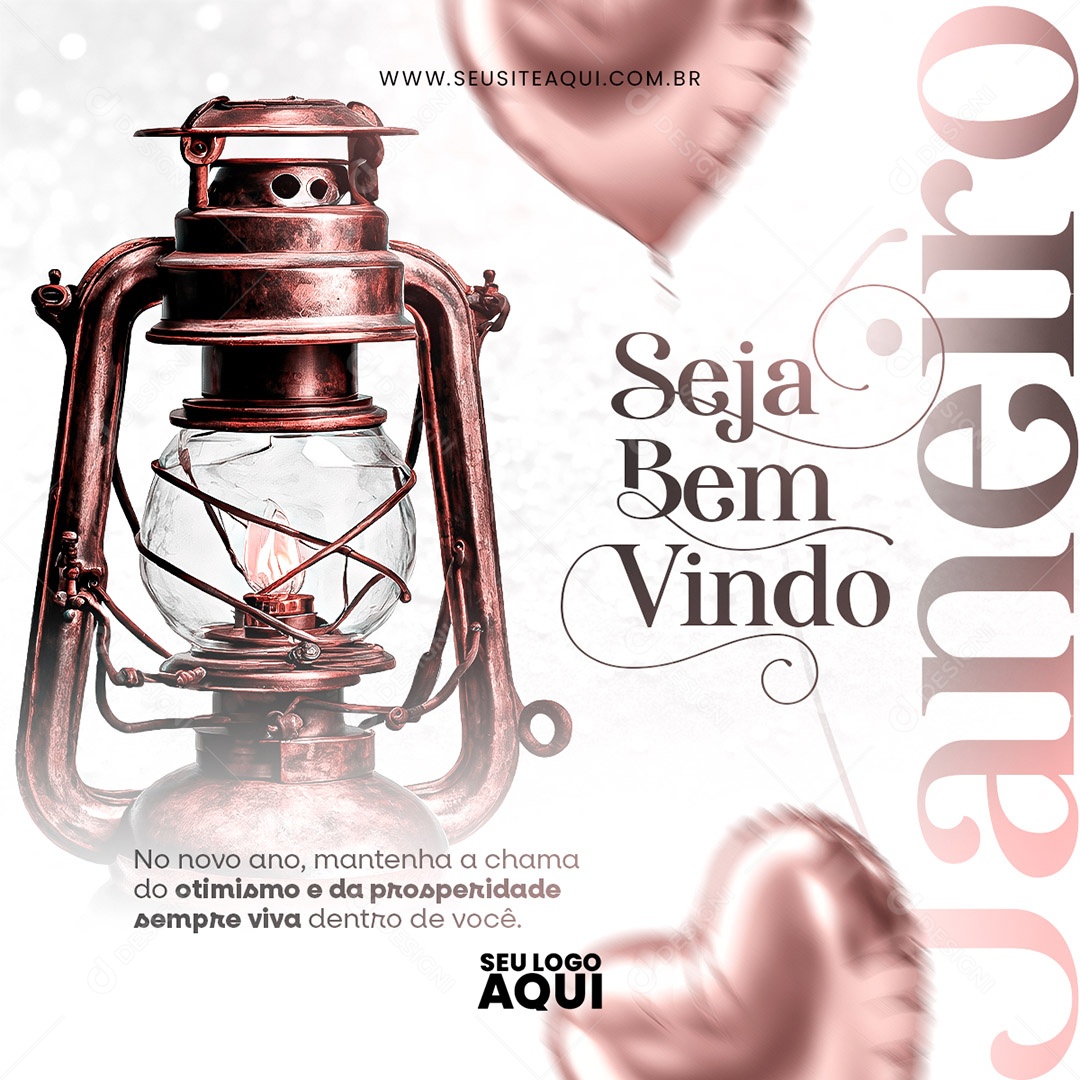 Seja Bem Vindo Janeiro no Novo Ano Mantenha a Chama do Otimismo e da Prosperidade Sempre Viva Social Media PSD Editável