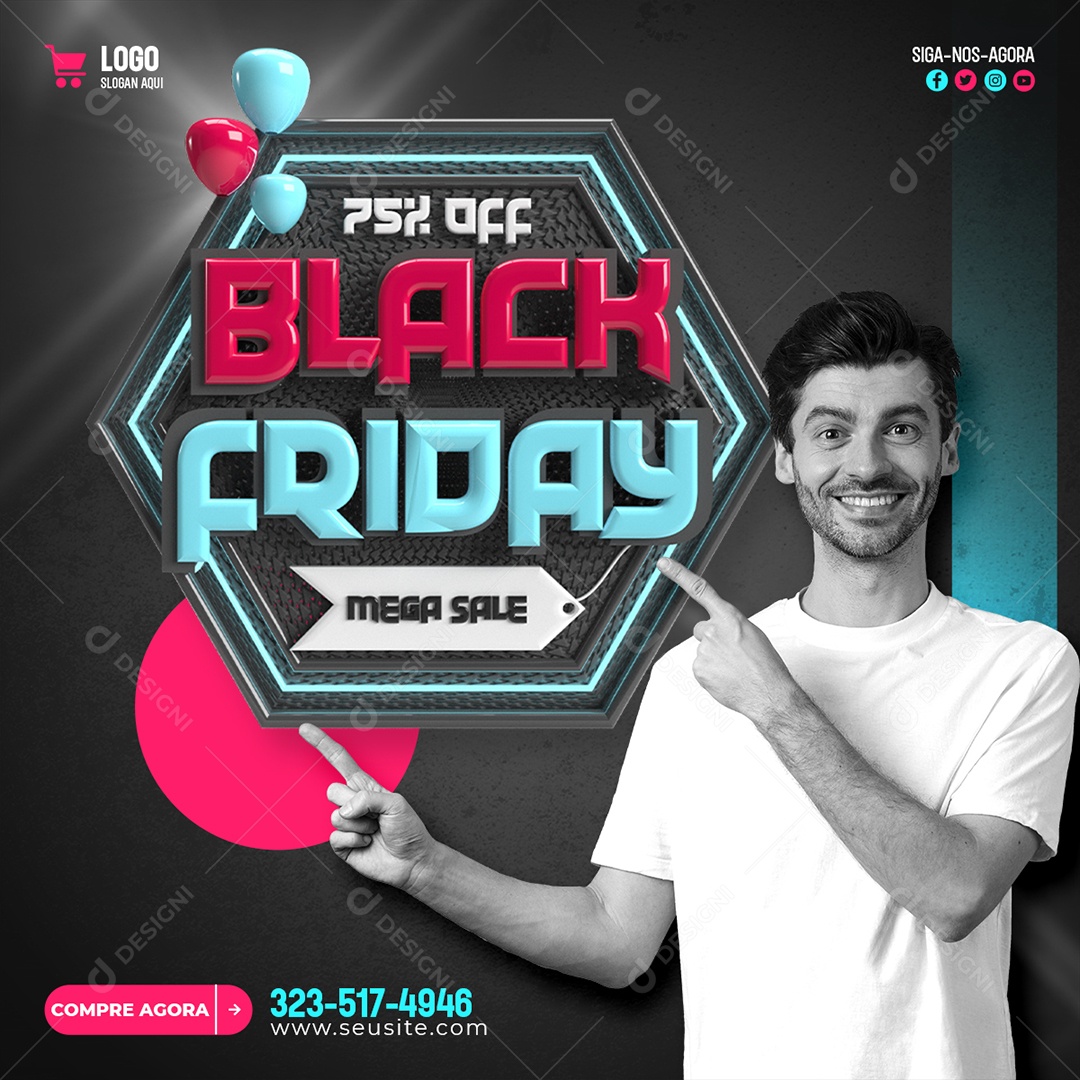 Social Media Black Friday Mega Oferta PSD Editável