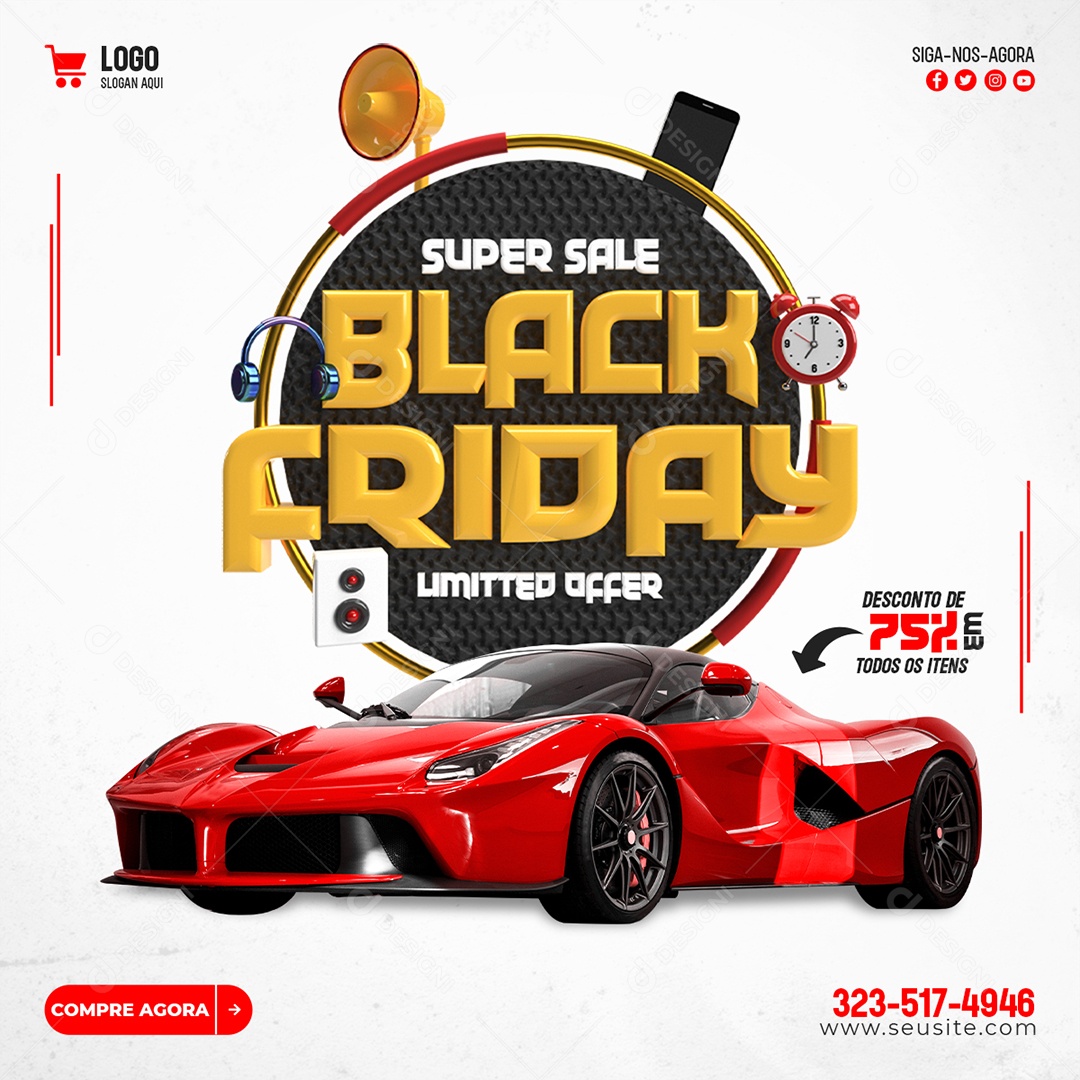 Social Media Super Oferta Black Friday Concessionária PSD Editável