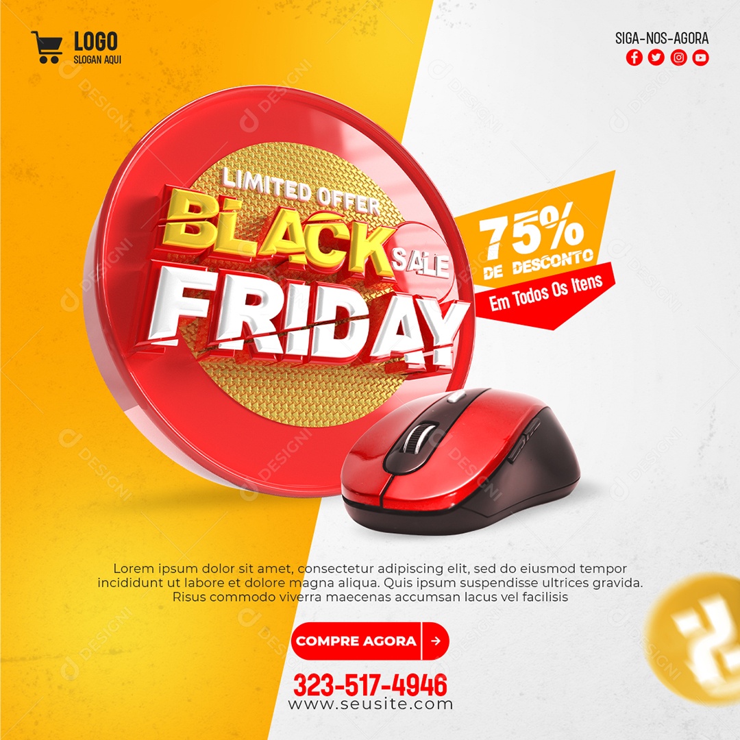 Social Media Black Friday Oferta Limitada PSD Editável