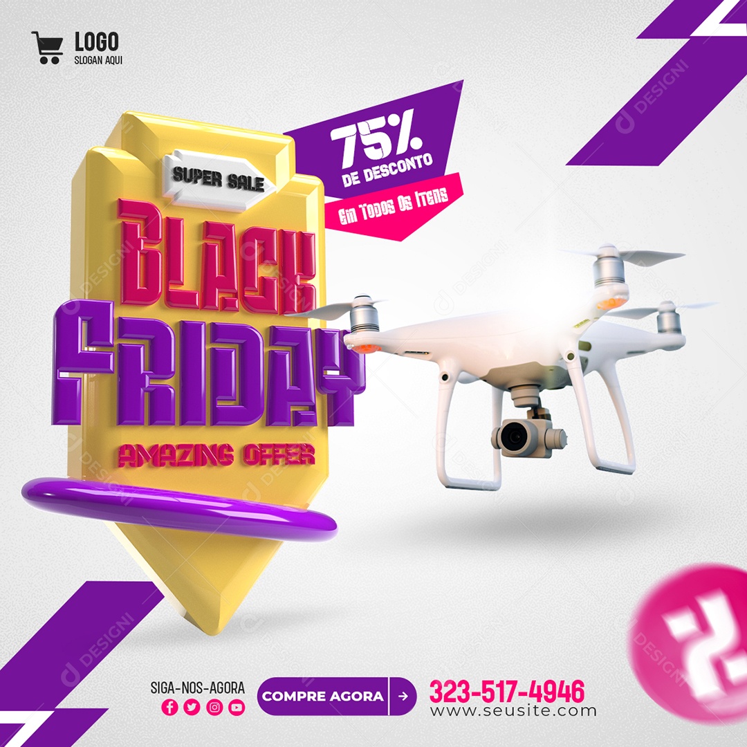Social Media Super Oferta Black Friday PSD Editável