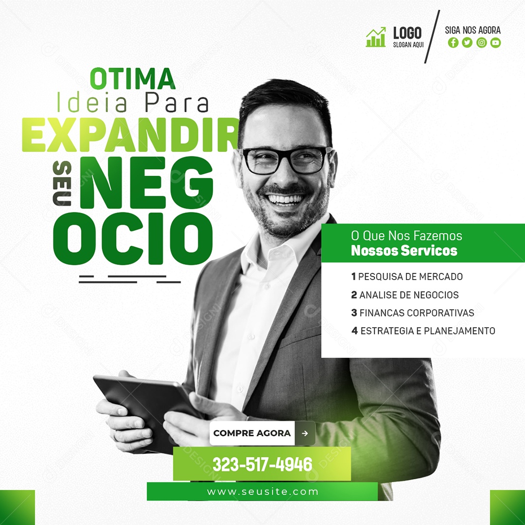 Social Media Ótima Ideia Para Expandir Seu Negócio Marketing PSD Editável