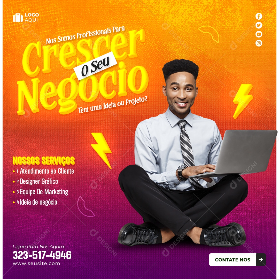 Social Media Profissionais Para Crescer o Seu Negócio Marketing PSD Editável