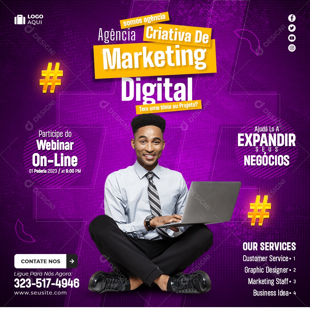 Social Media Tem Uma Ideia ou Projeto Marketing Digital PSD Editável