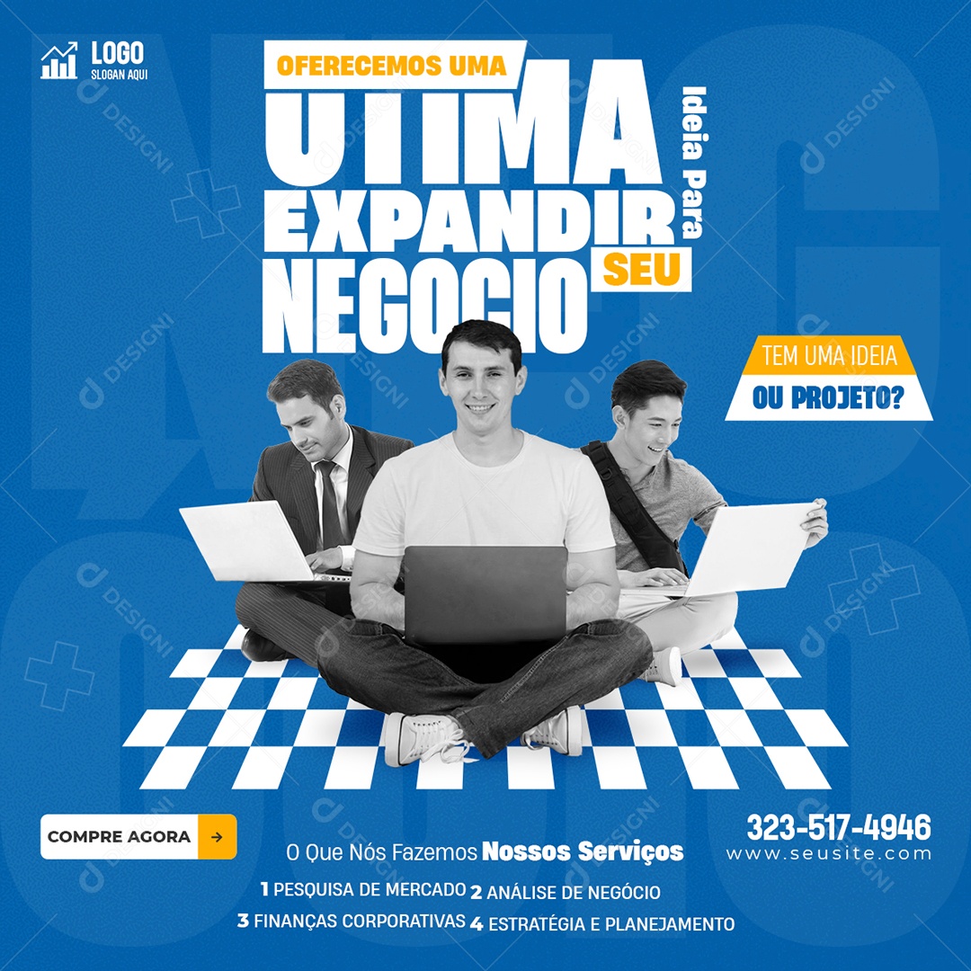 Oferecemos Uma Ótima Ideia Marketing Digital Social Media PSD Editável