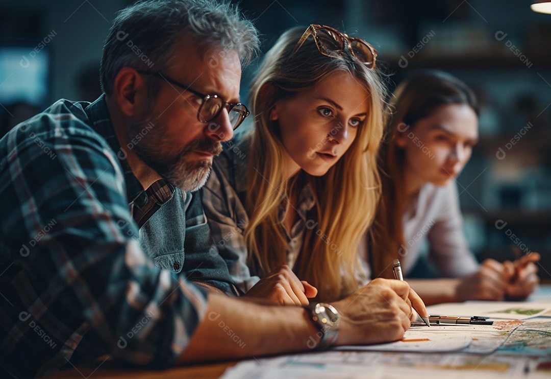 Diversos empresários tendo uma reunião de equipe em um escritório