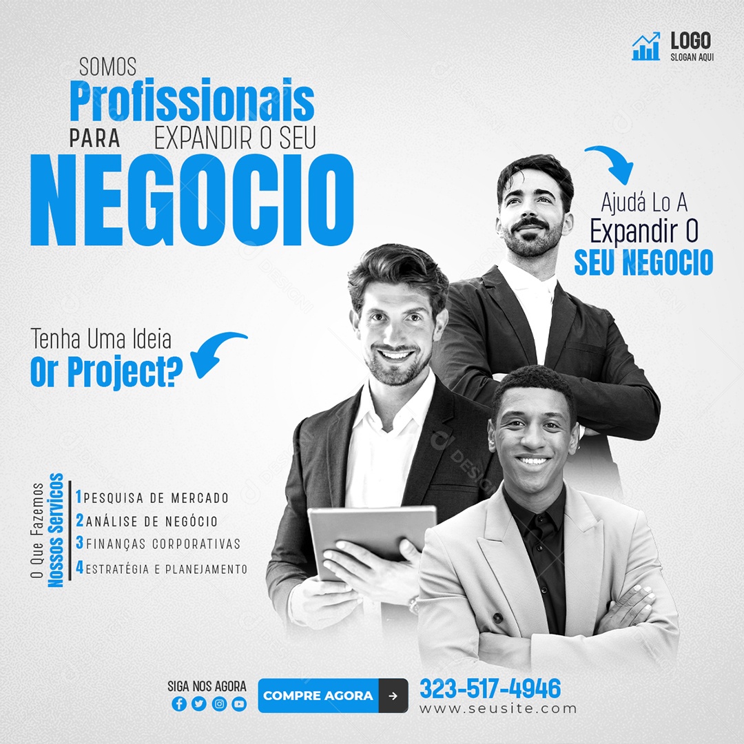 Social Media Somos Profissionais Para Expandir Seu Negócio Marketing PSD Editável