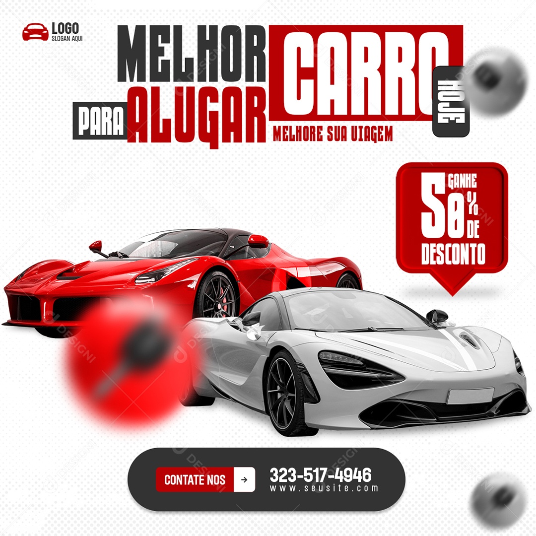 Social Media Melhor Carro Para Alugar Locadora PSD Editável