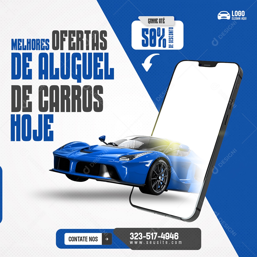 Melhores Ofertas De Aluguel De Carros Hoje Concessionária Social Media PSD Editável