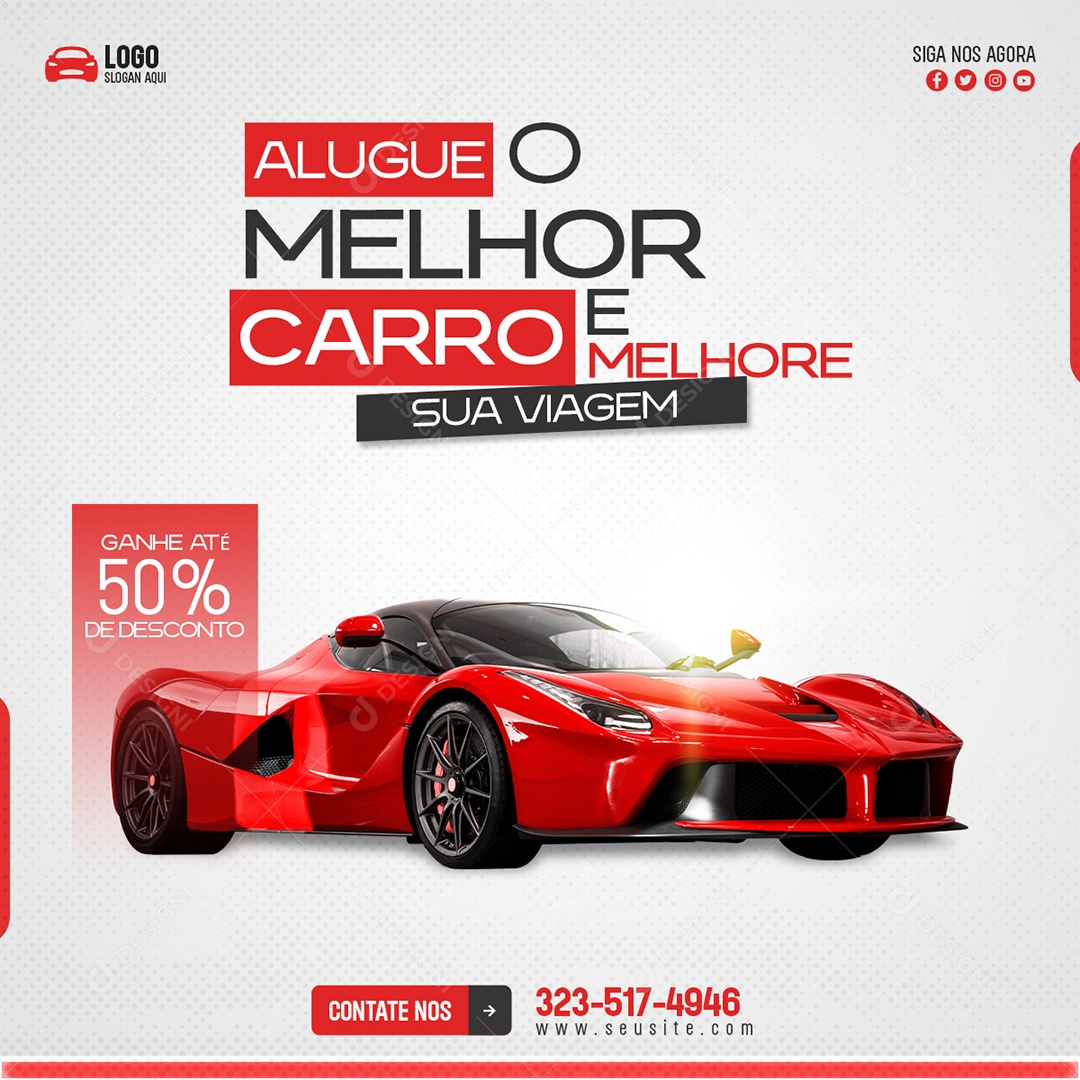 Social Media Alugue o Melhor Carro e Melhore Sua Viagem PSD Editável