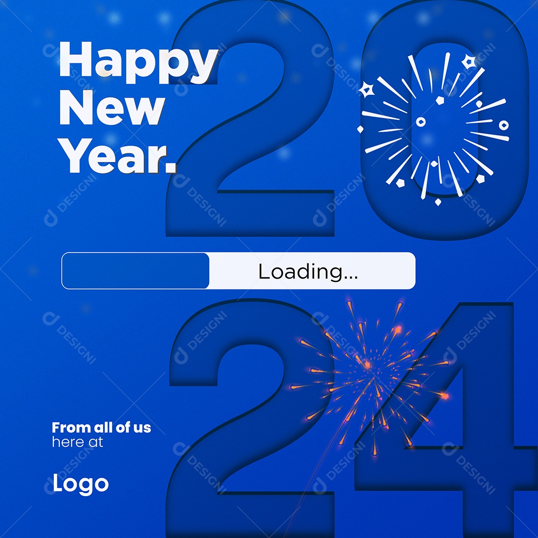 Feliz Ano Novo 2024 Social Media PSD Editável