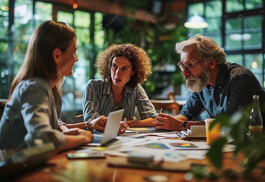 Diversos empresários tendo uma reunião de equipe em um escritório