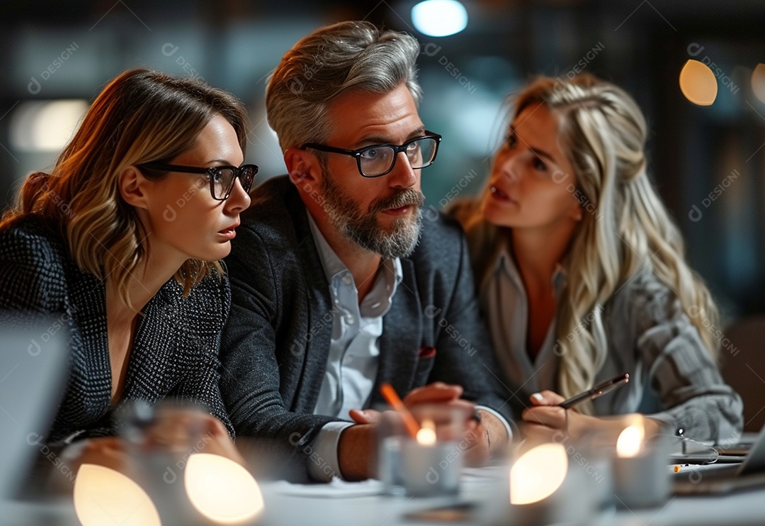 Diversos empresários tendo uma reunião de equipe em um escritório