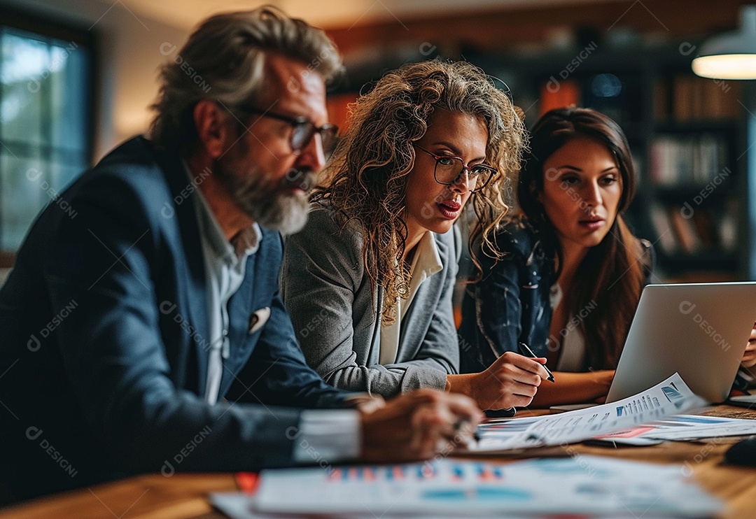 Diversos empresários tendo uma reunião de equipe em um escritório