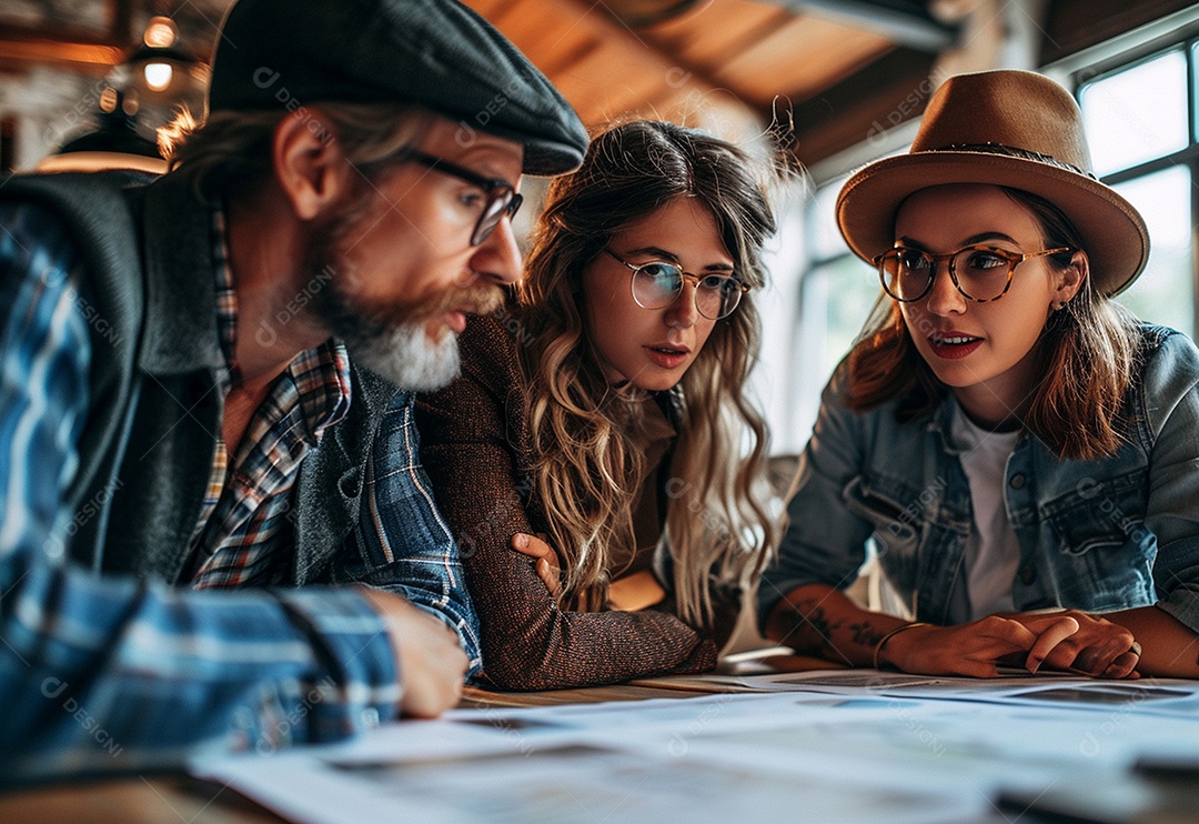 Diversos empresários tendo uma reunião de equipe em um escritório