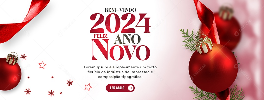 Banner Social Media Bem Vindo 2024 Feliz Ano Novo PSD Editável