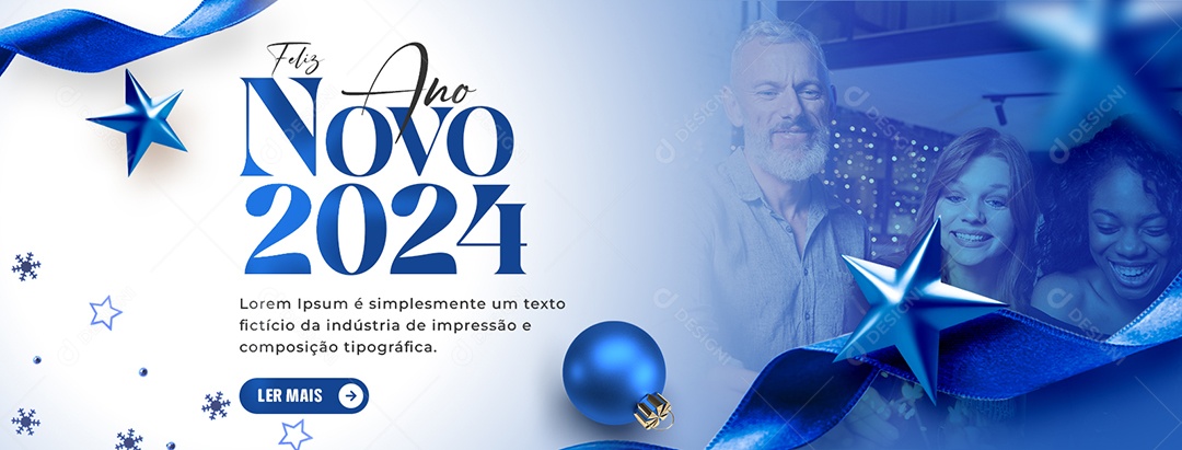 Banner Feliz Ano Novo 2024 Social Media PSD Editável