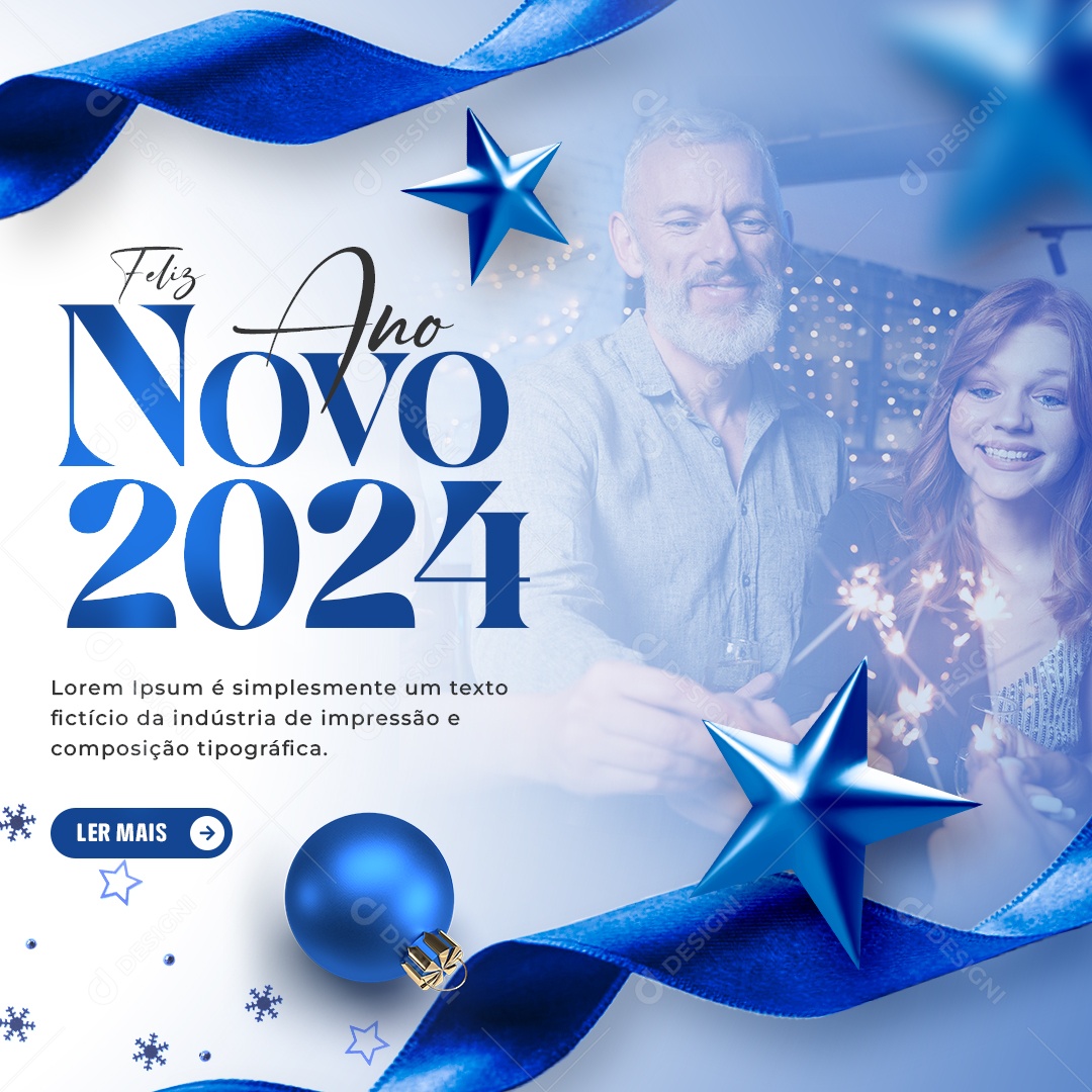 Feliz Ano Novo 2024 Social Media PSD Editável
