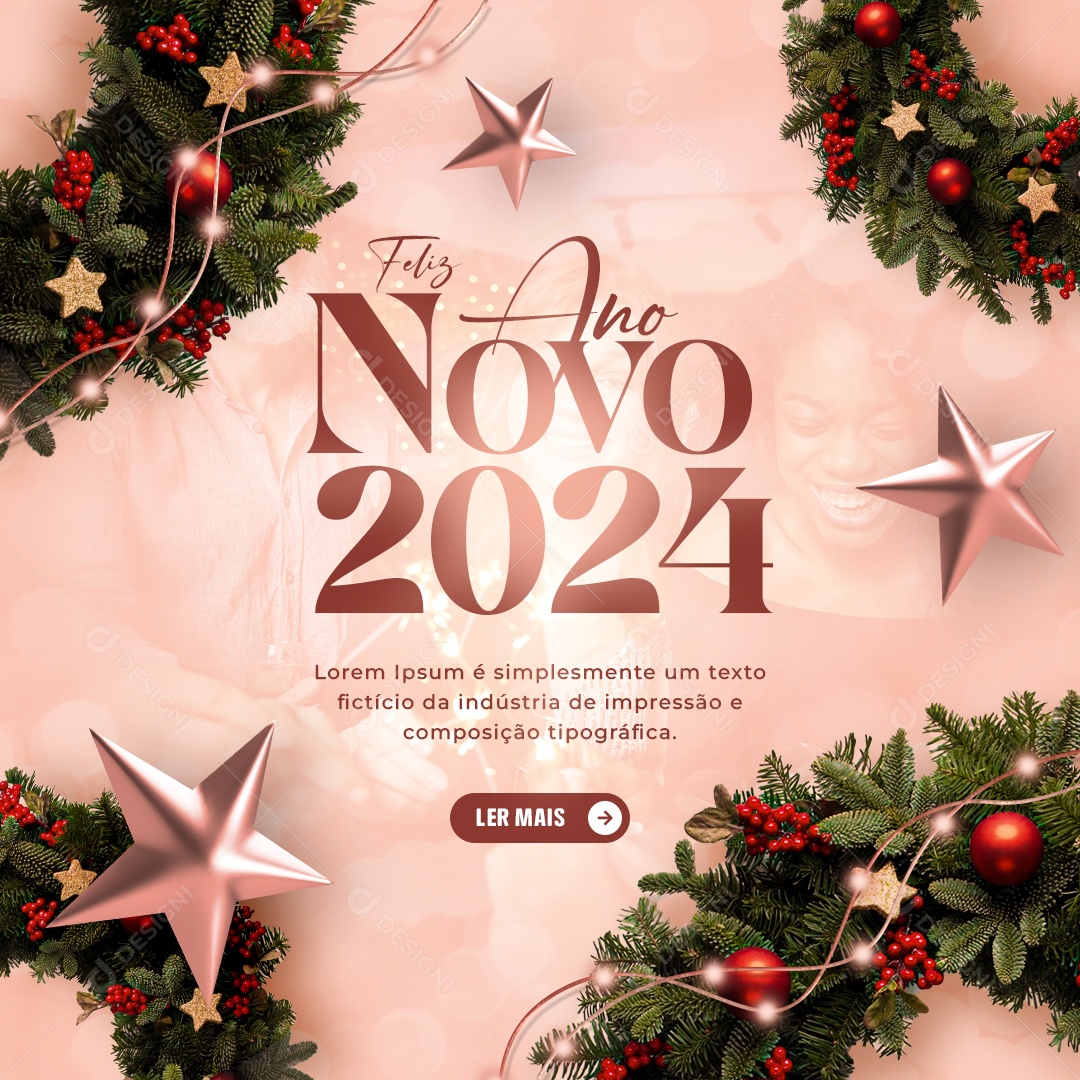Social Media Feliz Ano Novo 2024 PSD Editável