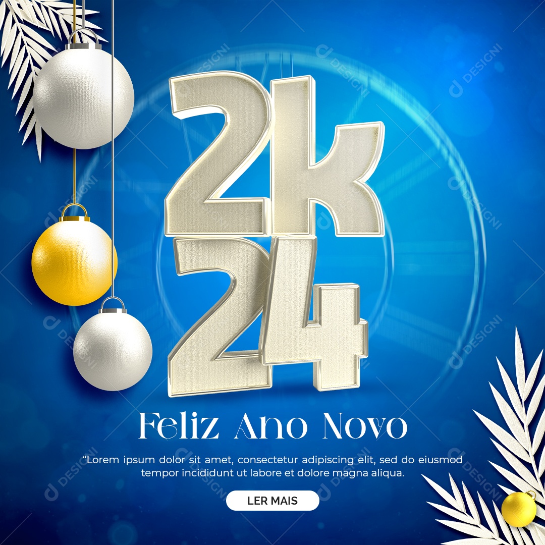 Feliz Ano Novo 2024 Social Media PSD Editável