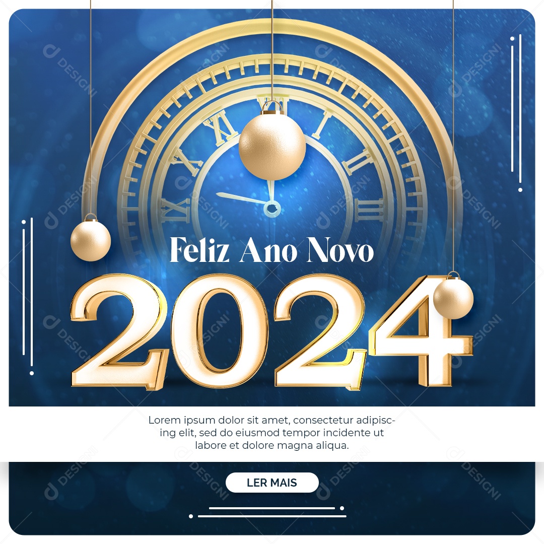 Feliz Ano Novo 2024 Social Media PSD Editável