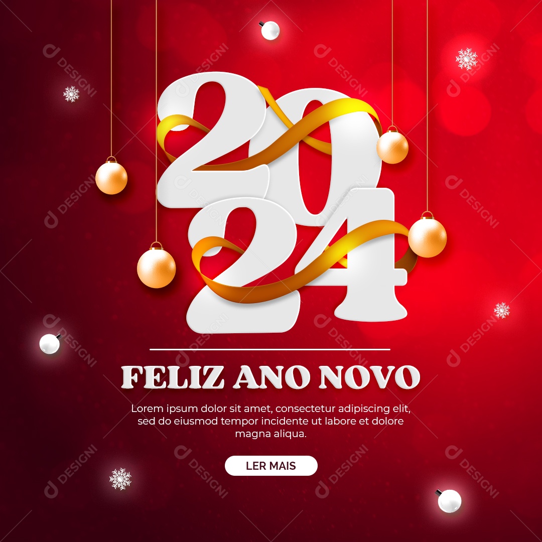 Social Media 2024 Feliz Ano Novo PSD Editável