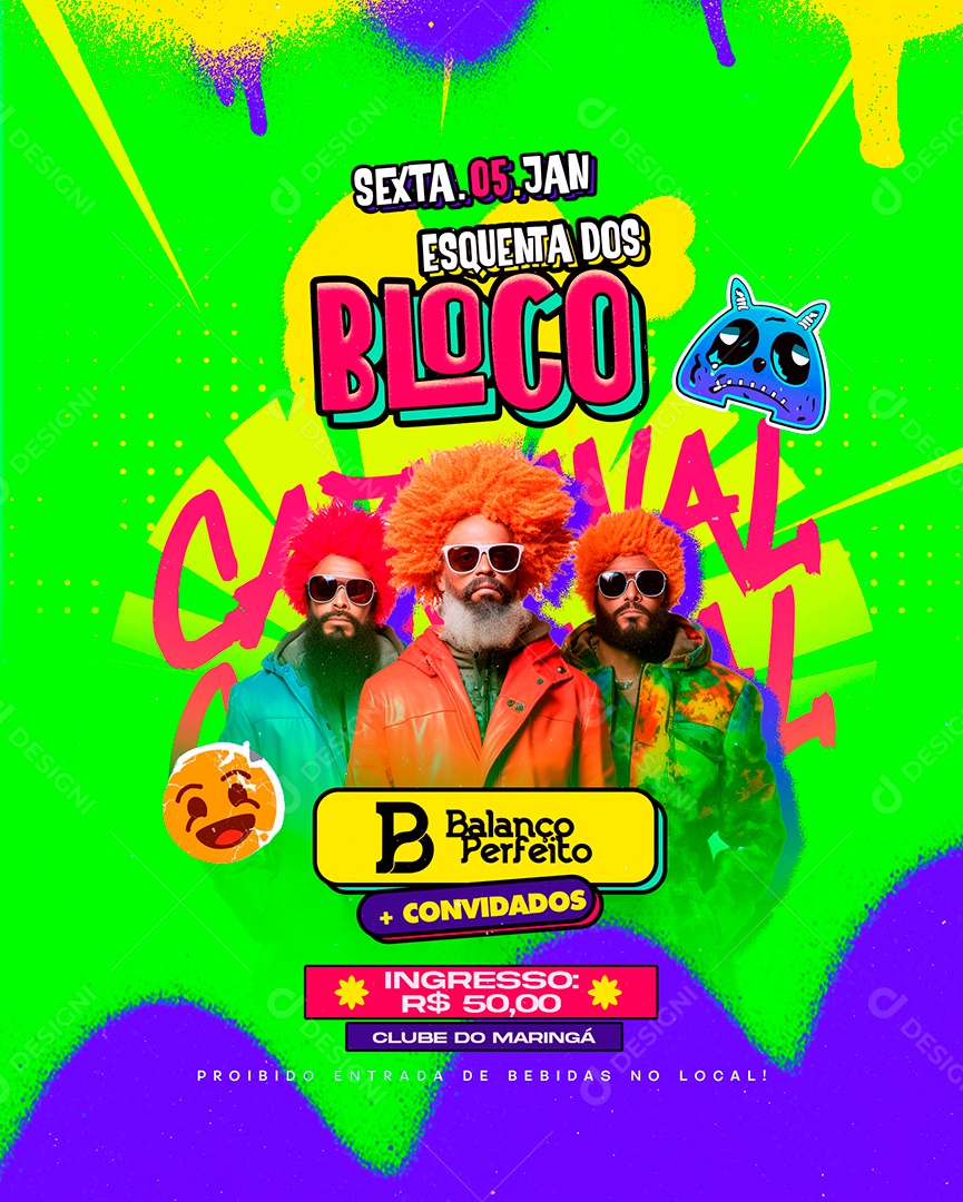 Flyer Carnaval Esquenta Dos Bloco Balanço Perfeito Social Media PSD Editável