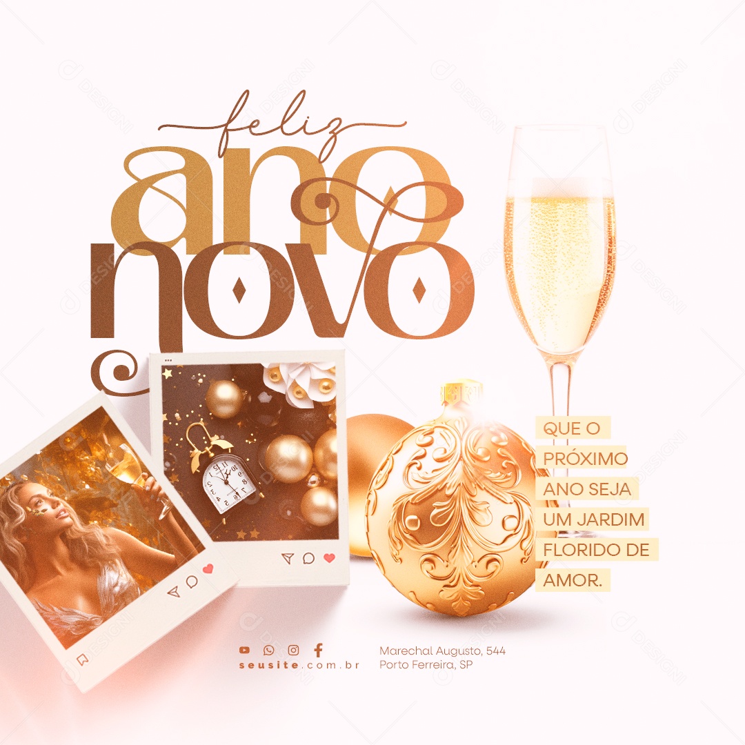 Social Media Feliz Ano Novo 01 de Janeiro PSD Editável