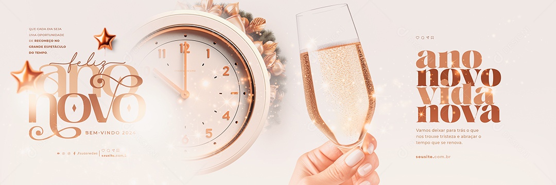Carrossel Feliz Ano Novo Bem Vindo 2024 Social Media PSD Editável