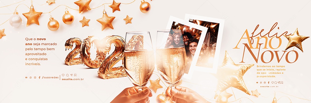 Carrossel Feliz Ano Novo 1 de Janeiro Social Media PSD Editável