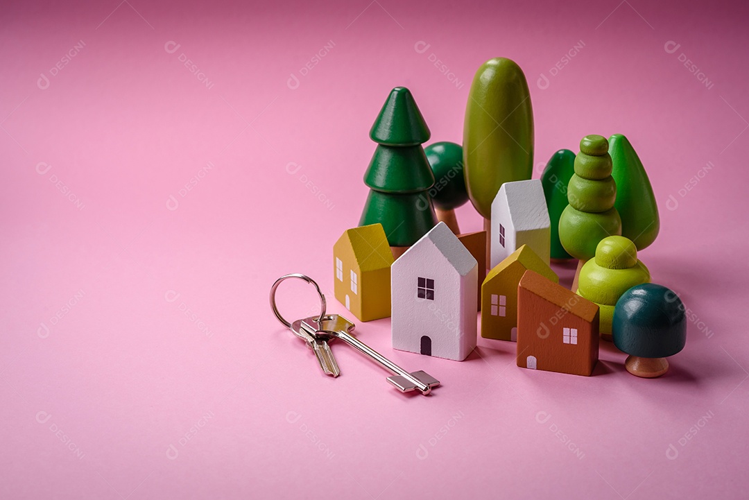 Uma casinha de madeira como ideia para investir na casa própria e atingir o objetivo de comprar um imóvel. Plano de fundo para sua ideia