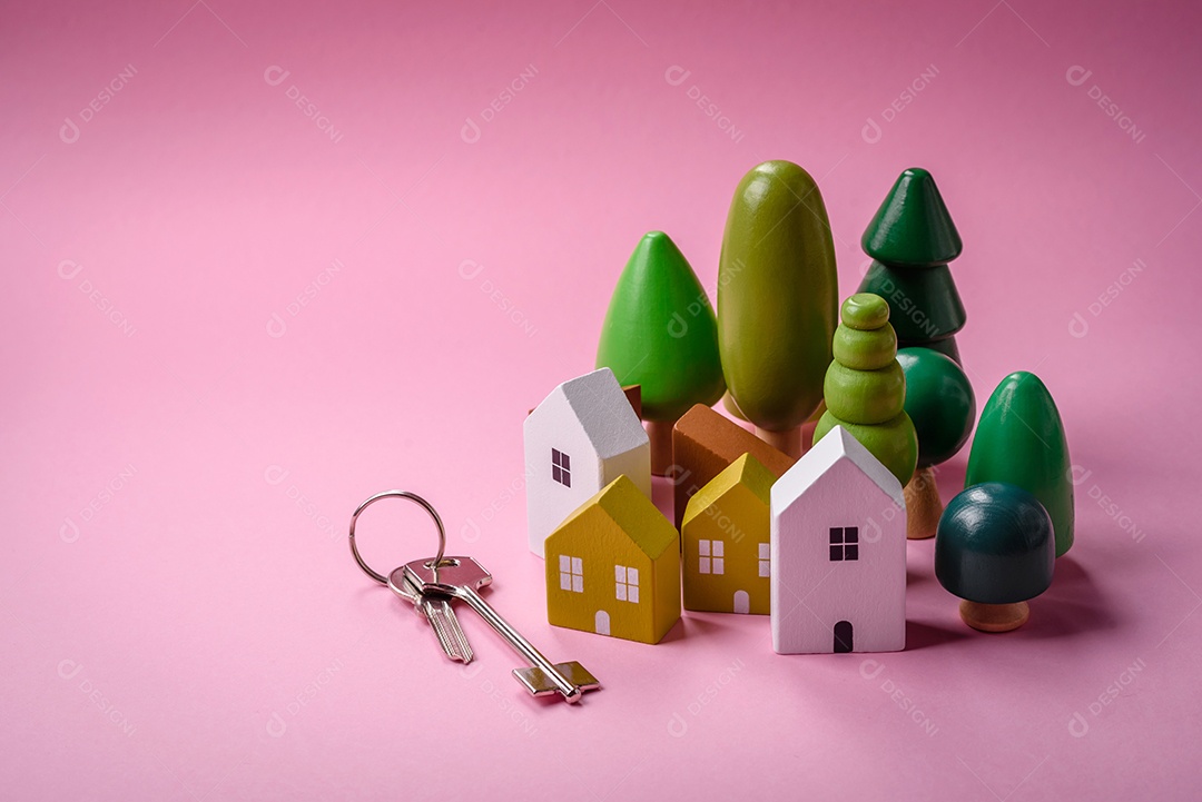 Uma casinha de madeira como ideia para investir na casa própria e atingir o objetivo de comprar um imóvel. Plano de fundo para sua ideia