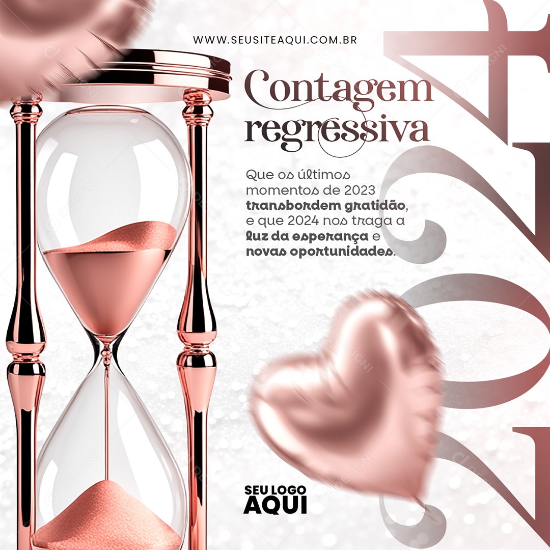 2024 Contagem Regressiva que os Últimos Momentos de 2023 Transbordem Gratidão Social Media PSD Editável