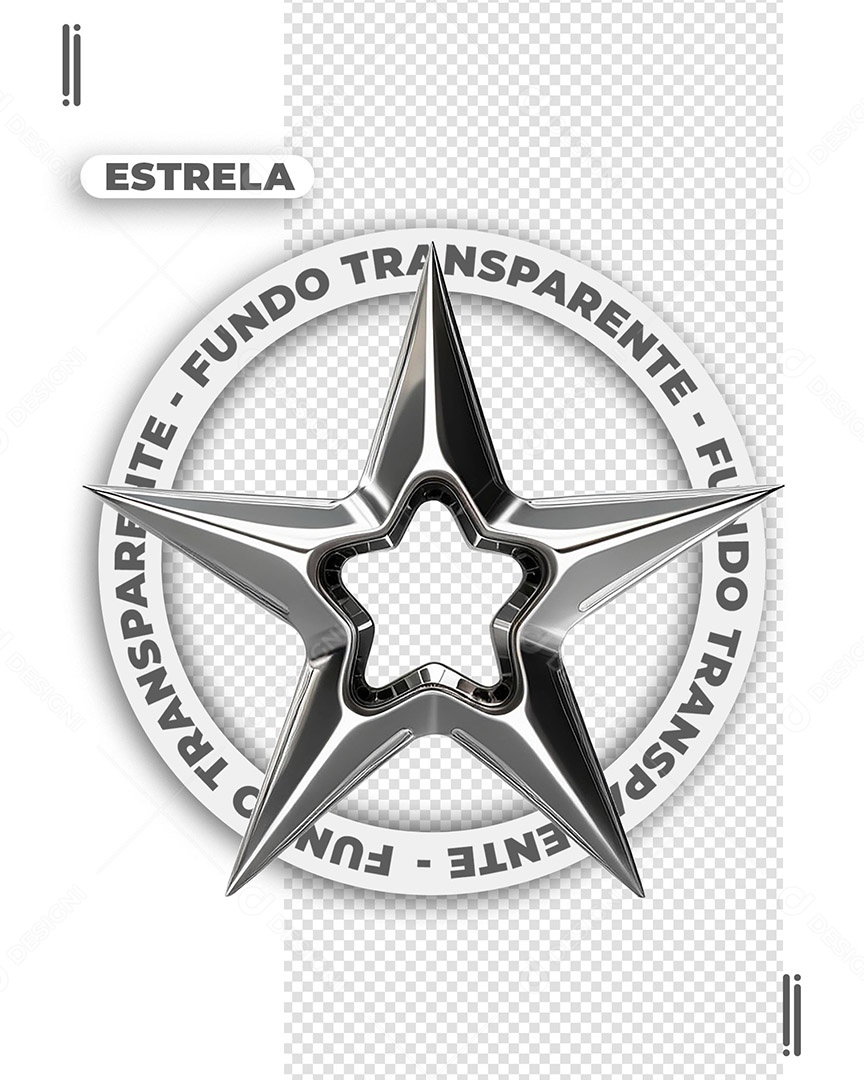 Estrela Decoração Elemento 3D de Ano Novo para Composição PSD