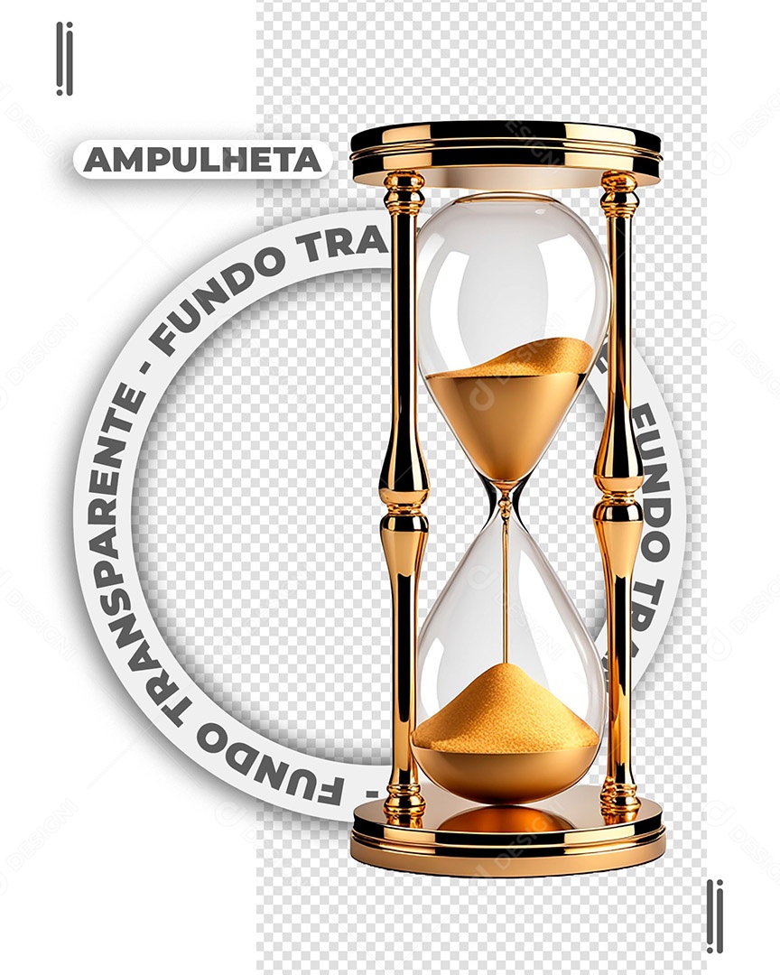 Ampulheta de Ano Novo Elemento 3D para Composição PSD