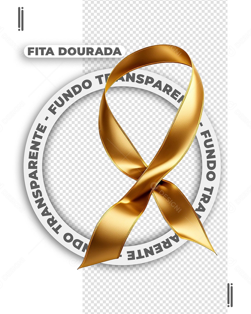 Fita Dourada de Ano Novo Elemento 3D para Composição PSD