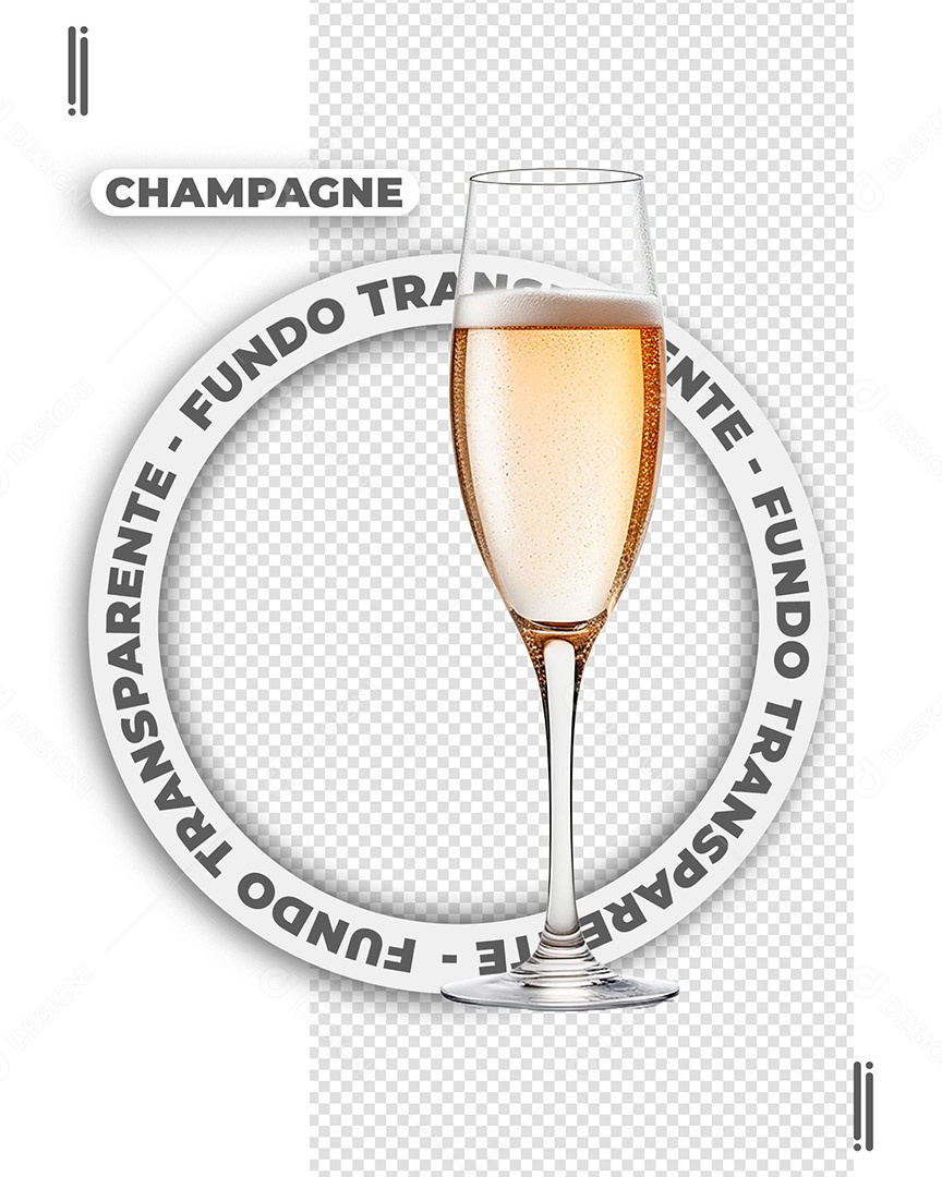 Taça de Champagne Elemento 3D de Ano Novo para Composição PSD